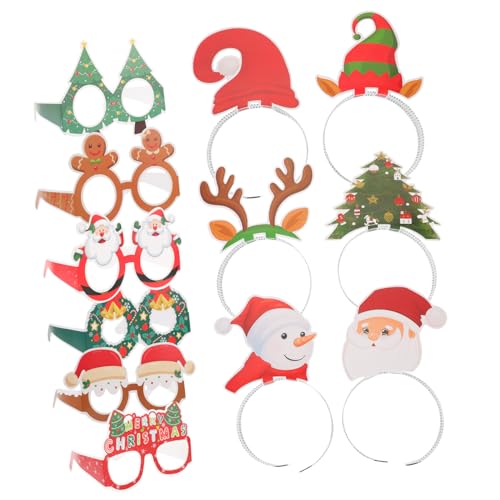 BRIGHTFUFU Christmas Glasses Headband Set Xmas Party Accessories Photo Booth Props