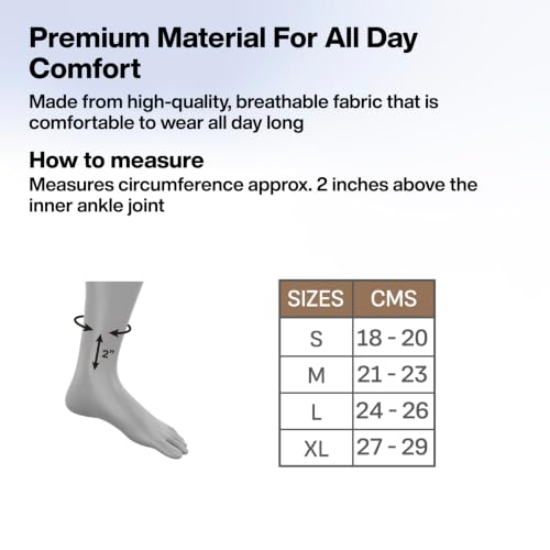 Image of FOVERA Ankle Compression Sleeve, Ankle protector for Men & Women, for Heel Pain Relief, Ankle Support & Plantar Fasciitis (Size - S, 1 Pair)