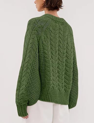 Image of Cable Knit Cardigan for Women Open Front Sweater Casual Loose Long Sleeve Button Outerwear Coats