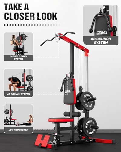 LS01 LAT Pulldown Machine, LAT Row Cable Machine with AB Crunch, LAT Tower with Cable Row Attachments, 3 in 1 Pulley Stations for Home Gym - Image 3