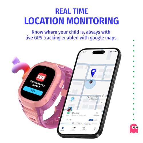 Image of Noise Junior Explorer 2 Smart Watch for Kids with 4G SIM Compatible, 2-Way Video & Voice Calling, Geofencing, Real Time Location Monitoring via Google Maps, IP68, SOS Emergency Alerts (Power Pixel)