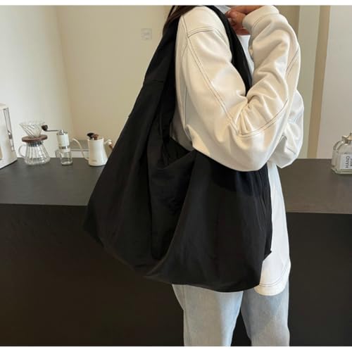 Image of Slouchy Nylon Hobo Bags Women Underarm Shoulder Bag Crescent Crossbody Purses Trendy Large Travel Beach Tote Handbag