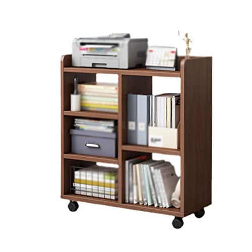 RSLEE Bookcase Floor Mobile Bookshelf with Rollers,Floor-to-Ceiling Bookshelf Multi-Level Bookshelves