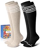 Lalapapa Cotton Compression Socks for Women - 15-20mmHg Cushioned Sole, Soft Breathable for Pregnancy Travel Nurse