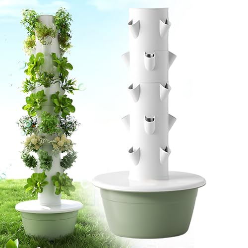 Torre idroponica Verticale salvaspazio – 5/7/9 Strati per 20-36 Piante, Kit Compatto per orto di Erbe aromatiche da Interno per Giardinaggio Domestico, 5 Strati - Verde