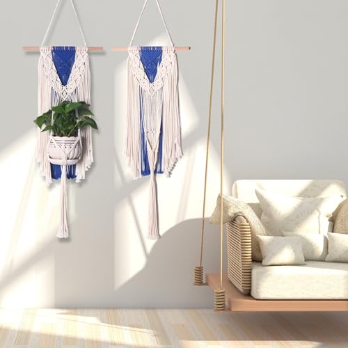 Panier suspendu pour plantes et décoration de fond de canapé bohème