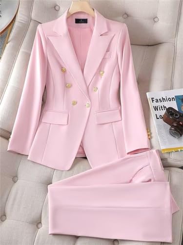 Women's 2024 Fall Business Blazer Pant Suit Set for Work 2 Pieces Set Suiting2