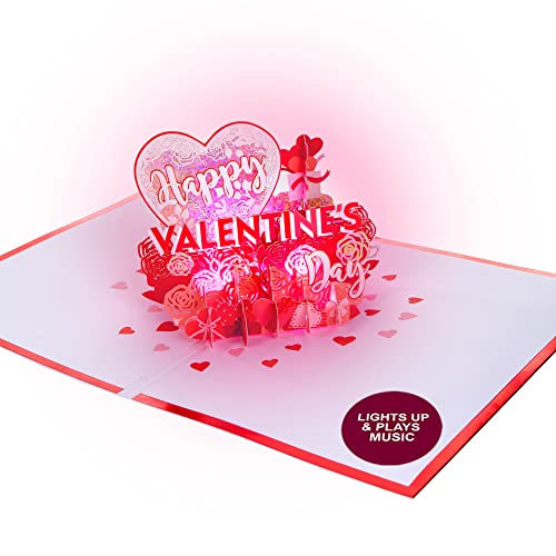 100 Greetings LIGHTS & MUSIC Happy Valentines Card â€“ Plays Song HAPPY TOGETHER â€“ Valentines Day Gifts for Him or Her â€“ Valentines Day Cards for Him or Her â€“ Happy Valentines Day Card - 1 Pop Up Card