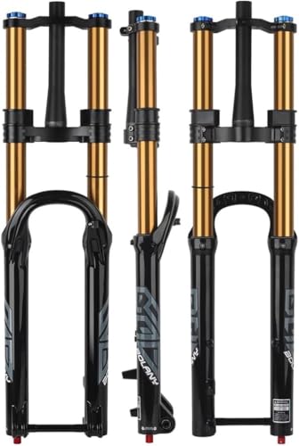 DECAKE Horquilla de suspensión para Bicicleta de montaña, 27,5-29 Pulgadas, 1-1/8', Recta/cónica, Recorrido de 180 mm, Doble Corona, XC/Am/DH, Eje pasante de 15 x 110 mm, Freno de Disco,