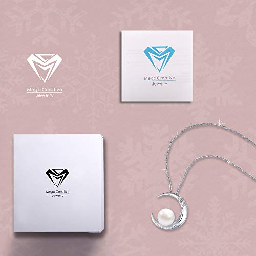 Mega Creative Jewelry Moon Pearl White Freshwater 925 Sterling Silver Pendant Necklace For Women With Crystals Jewelry Gifts For Mom Wife Girls Her #TOP4