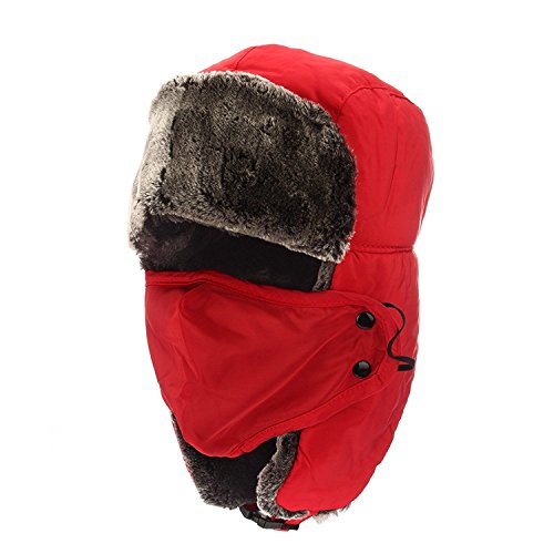ETCBUYS Winter Hat with Ear Flaps - Winter Trooper Trapper Hat. Unisex for Men & Women Red