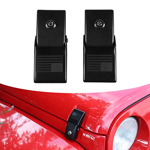 JeCar Hood Latches Locking Hood Lock Catch Kit for Jeep Wrangler 2007-2021 JK JKU JL JLU Sport Sahara Rubicon X, American Flag