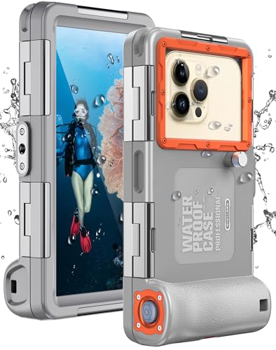 Carcasa Sumergible para iPhone, Samsung Galaxy, Huawei Xiaomi Redmi Smartphones Protección Profesional [15m/50ft], Funda Impermeable para Snorkel, Surf, Fotos y Videos (Gris-Naranja)