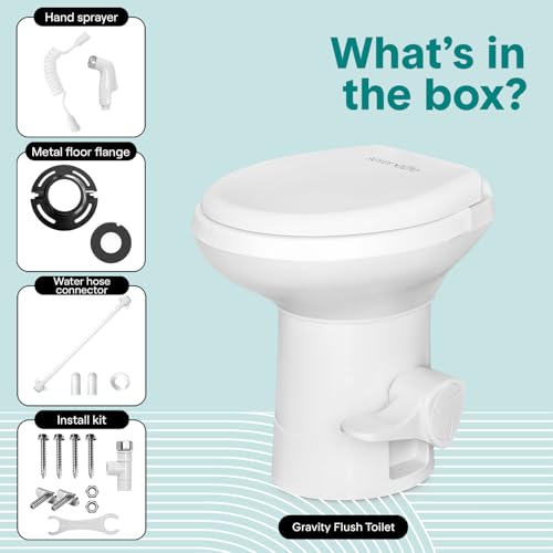 SereneLife RV Toilet - Small Camp Toilet with Foot Pedal and a Hand Sprayer, Leak-Proof, Odorless, Soft-Close Lid, Compact Water-Saving Design, Quick Installation, Perfect for RVs, Trailers, and Boats by SereneLife - Image 7