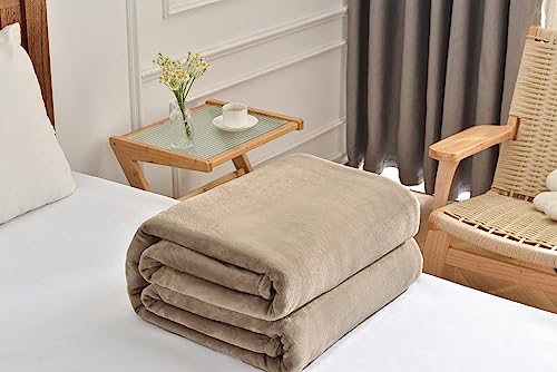 Kingole Flannel Fleece Microfiber Throw Blanket, Luxury Brown Twin Size Lightweight Cozy Couch Bed Super Soft And Warm Plush Solid Color 350Gsm (66 X 90 Inches) #TOP2