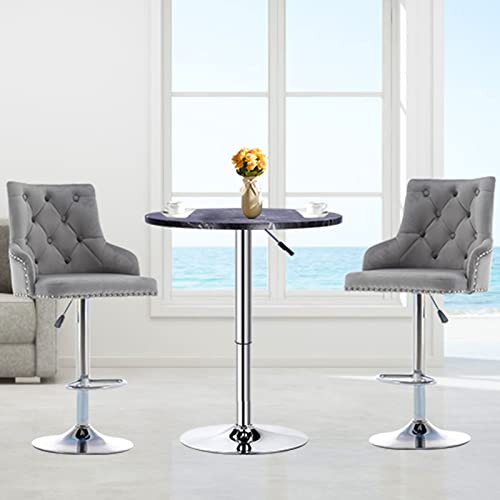 Waktavel Round Marble Bar Table, Adjustable Height Breakfast Coffee Table 360° Swivel Pub Table High Cocktail Counter For Dining Room Kitchen Living Room (Black) #TOP1