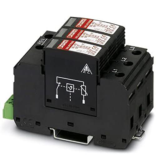 PHOENIX CONTACT VAL-MS 580/3+0-FM Surge Ductor for 4-Conductor Power Supply Systems (L1, L2, L3, Pen) with Base Element with Remote Display Contact and Protective Connections