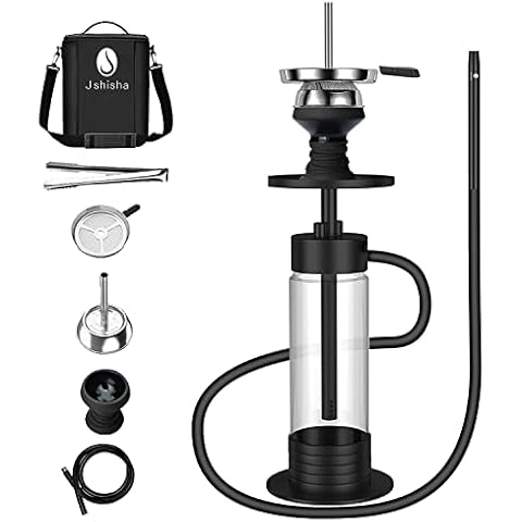 JSHISHA Shisha Set, Shisha Set Complete, Detachable Shisha Set with 1.68m Shisha Pipe Hose and Carrying Case, Hookah Shisha Pipe Set, Hookah Shisha Set with Everything Cover