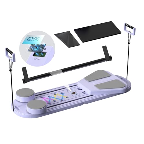 TTFP Pilates Board, Pilates Reformer Set with Timer, Multifunctional Abdominal Board Ab Core Trainer Home Workout Equipment (Lavender)