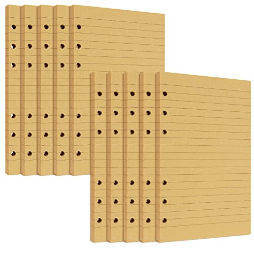 PINGEUI 10 Packung A6 Nachfüllpapier liniertes Papier, Insgesamt 800 Blätter/1600 Seiten 6 Löcher Nachfüllpapier A6 Ringbucheinlagen für Tagebuch, Notizbuch, Malen, Planer, 10,5 x 17 cm Cover