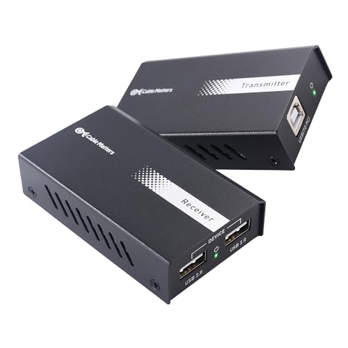 Cable Matters USB Over Ethernet Extender with 2X USB Ports up to 165ft - Full USB 2.0 Support USB Extender Over Cat6 for Keyboard, Mouse, Webcam