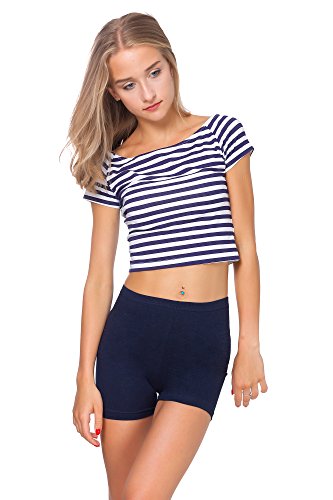 FUTURO FASHION Super Soft Cotton Shorts Elastic Stretch Yoga Knickers, Breathable Short Leggings for Women, Yoga Cycling Sport Pants, Sizes UK 8-22 PSL5 Navy