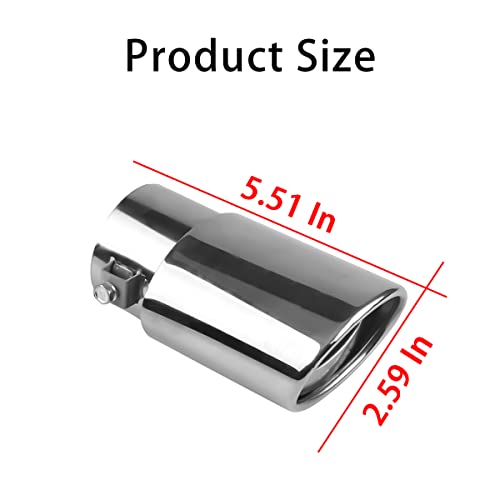 Stainless Steel Car Exhaust Tip, 5.5\" Universal Exhaust Pipe, Modification Tail Throat Tail Pipe, Steel Exhaust Tips Chrome Plated Finish Tailpipe, Accessory for All Cars - Thumbnail 2