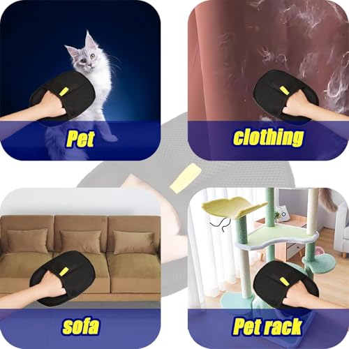 Image of 2-Pack Pet Hair Removal Glove, Washable Pet Grooming Gloves, Reusable Double Sided Electrostatic Pet Hair Remover, for Clothing, Couch, Furniture, Car Seat