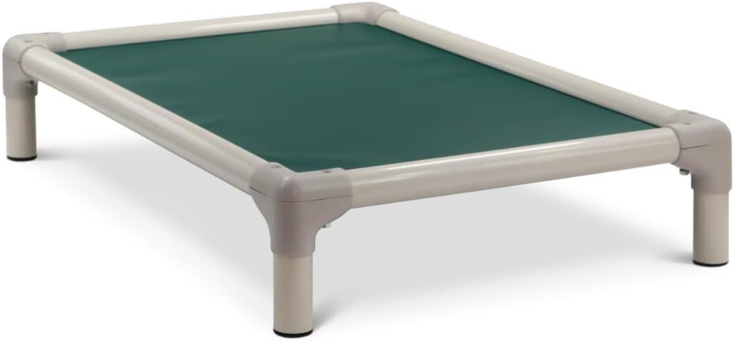 Kuranda Chewproof Elevated Pet Bed - Almond PVC - 25" x 18" - Ballistic Nylon - Forest Green Toy Forest - Image 1 of 8