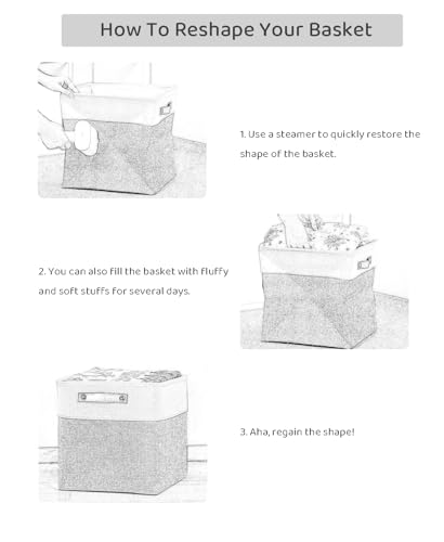 Mangata Storage Boxes, Set of 4 Fabric Storage Cubes with Handles(33x38x33cm, Grey Pink)