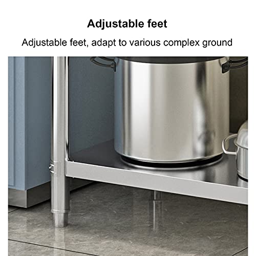 Gewerbliche KüChenwerkbank, Gourmet-Edelstahltisch mit Aufrecht Verstellbaren Beinen, Stabil Tragend Einfacher Und… – Bild 5