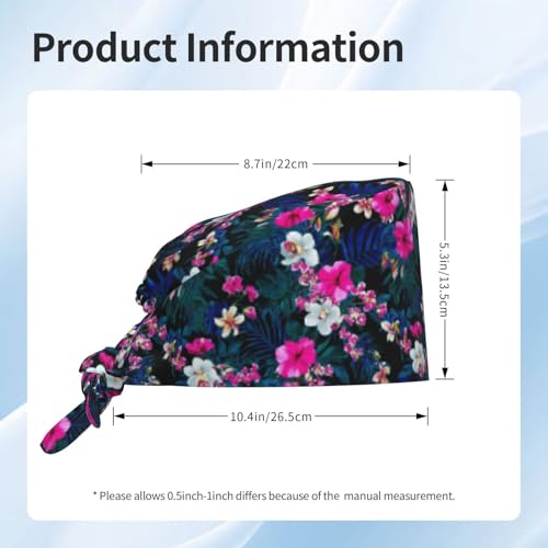 Image of Working Cap Scrub Cap with Sweatband Adjustable Unisex Tie Back Hat for Cleaning Farm Nursing