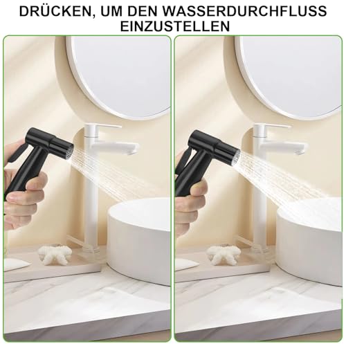Bidet Handbrause Edelstahl Sprühkopf WC Duschkopf Toilette Shattaf für Dusche Badezimmer Hygiene Toilettenpapier Windelreinigung (nur Sprühkopf) (Schwarz) – Bild 6