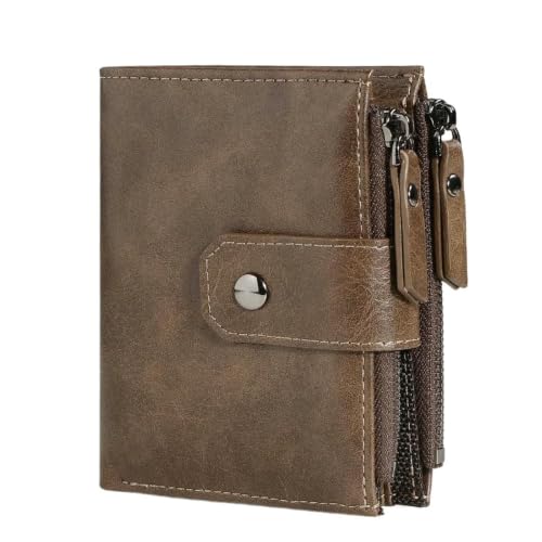 Portefeuille Homme à Double Fermeture Éclair en Cuir PU Rétro avec Porte-Cartes