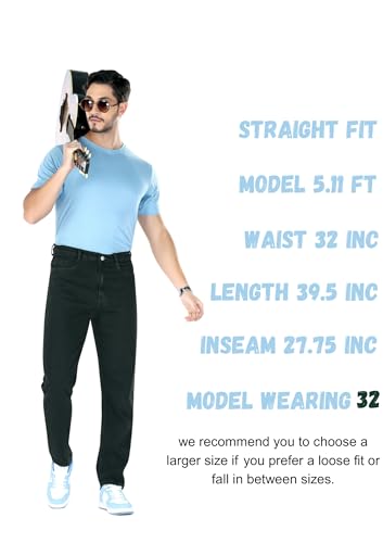 Image of Men's Straight Fit Stylish Non Stretch Mid Rise Pure Cotton Crafted with Premium Fabric Relaxed Jeans Available in Variety of Colour