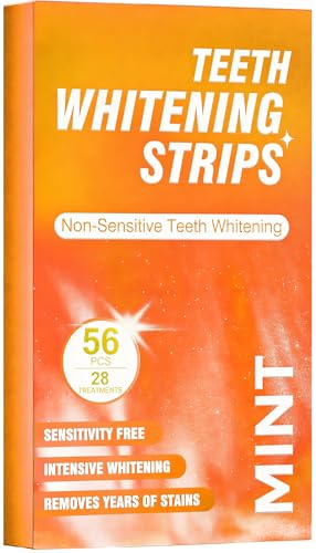 Teeth Whitening Strips for Sensitive White: 42 Pcs Teeth Whitening Kit - Non-Slip Dry Strip Technology - 30 Min Fast Results - Enamel Safe - for Coffee Lovers - Use at Home, Travel or Work