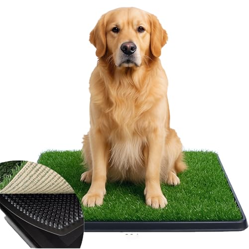 Dog Grass Pad with Tray - 3 Layered System Porch Potty, Reusable Artificial Grass for Dogs Potty for Balcony Apartment Indoor Outdoor Use(30x20 in)