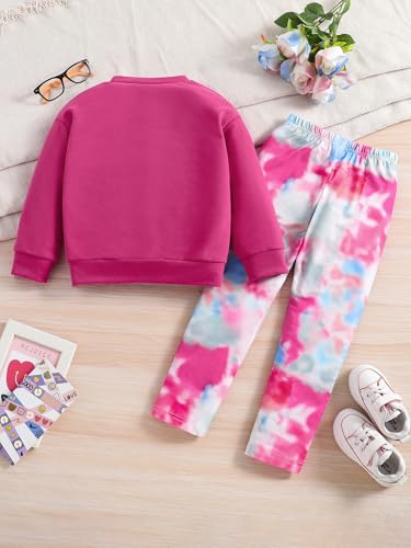 Image of Girls Sweatshirt Outfits Fashion Pullover Tracksuit Tie-dye Leggings Sweatpants 2 Piece Pant Sets Size 1-8