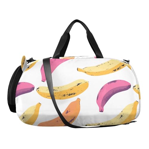 Duffle Bag for Boys or Girls with Shoes Compartment, Yellow Banana Sports Travel Bag Overnight2