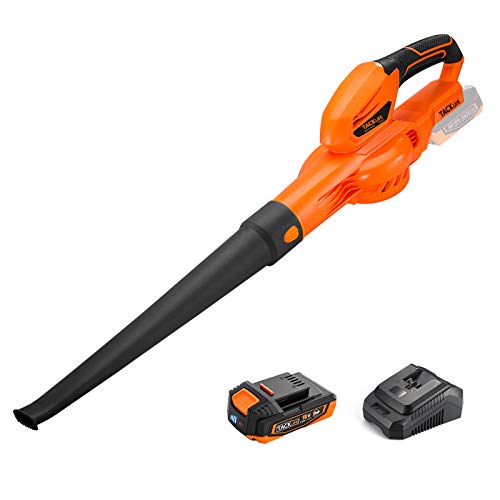 TACKLIFE Soplador de Hojas, 18 V, 55 m/s, con 2.0Ah Batería y Cargador Rápido, Ligero, Limpieza para Terraza/Jardín/Polvo de Garaje