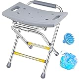 Folding Shower Chair for Inside Shower, 400lbs Foldable Shower Stools, Portable Travel Shower Seat, Stainless Steel Small Shower Chair for Seniors, Disabled, Adults, Gray