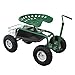 Gartensitz Fahrbarer Gartenwagen mit Sitz 150kg Sitzwagen Gartenhocker Rollwagen Rollsitz Gartenhelfer Grün Scooter Profi mit Werkzeugfach und Korb Kniebank