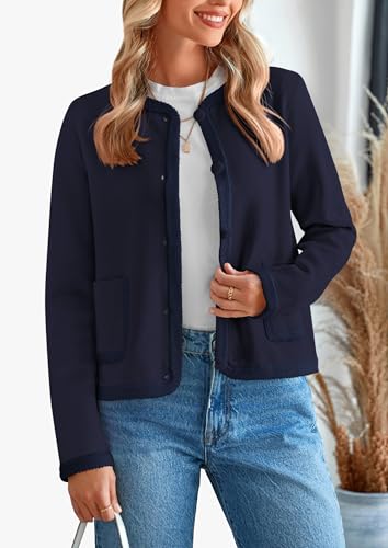 PRETTYGARDEN Women's Winter Trendy Button Down Open Front Cardigan Sweaters Knit Color Block Jackets Fall Fashion Clothes3