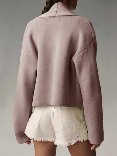 Image of Saodimallsu Womens Cropped Cardigan Open Front Shawl 2026 Fall Trendy Long Sleeve Sweater Jacket