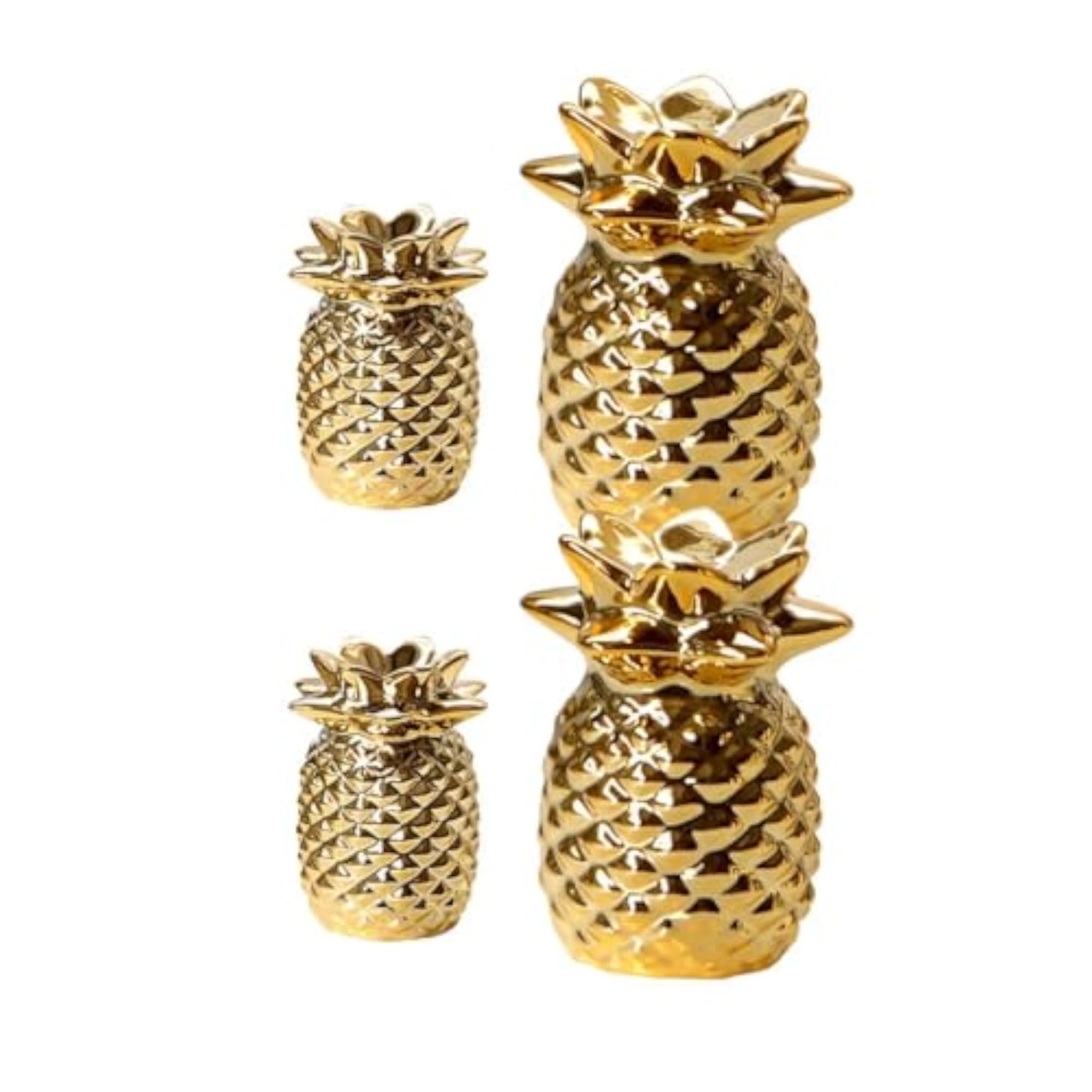 2 Set Ceramic Golden Pineapple Figurine Ornament