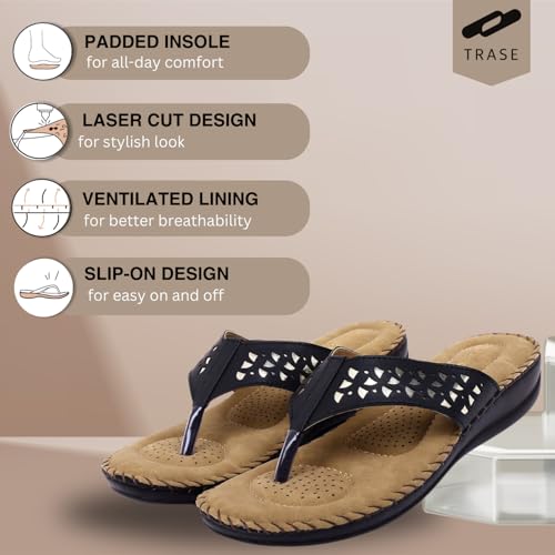 Image of TRASE Slippers for Women Stylish Flat | Comfortable Orthopedic Soft Chappals | Lightweight Ortho Footwear for Ladies