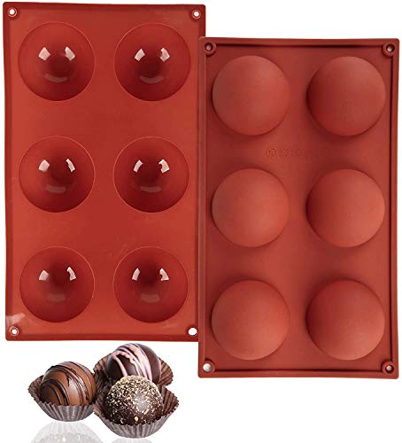 xinxintai 6er Silikon Backform/Muffinform für Muffins, Brownies, Cupcakes, Kuchen, Pudding, Eiswürfel und Gelee - Halbe Kugel Cover