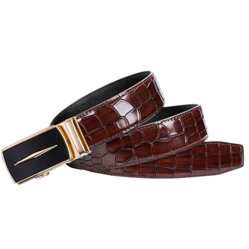Image of Dubulle Designer Men's Belts, Ratchet Leather Sliding Buckle Dress Belt