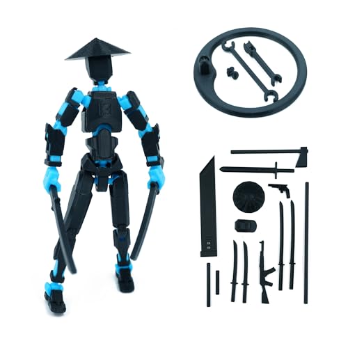 Image of Dummy 13 Action Figure Robot | Fully Articulated 3D Printed Robot Toy | 5.4-inch Collectible Figurine | Matte Finish | Unassembeled | Combo of 2 (White-SkyBlue+Black-SkyBlue)