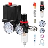 SWAWIS 240V Druckschalter Kompressor mit Wasserabscheider, 1/4 Zoll Anschluss, mit Manometer Sicherheitsventil Kupplungen, 11,5mm Gewindegröße, 90-175PSI Kompressor Ersatzteile
